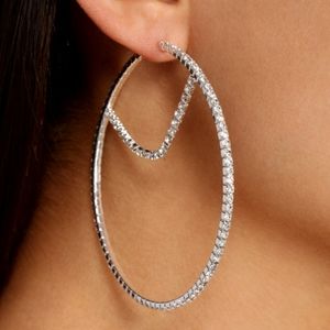 NWT RHINESTONE WINDSOR HOOP EARRINGS